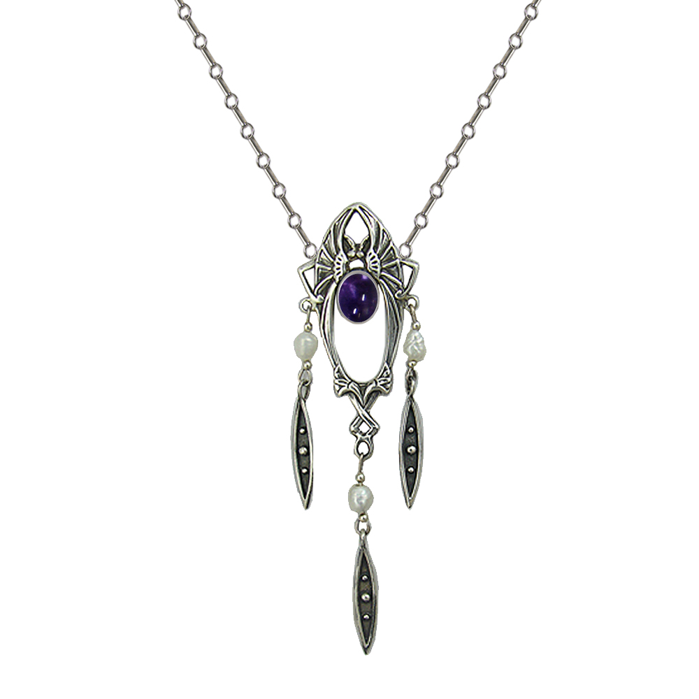 Sterling Silver Victorian Necklace With Iolite